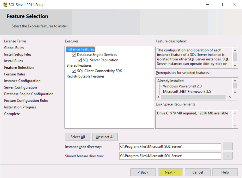 instalace SQL Server 2016