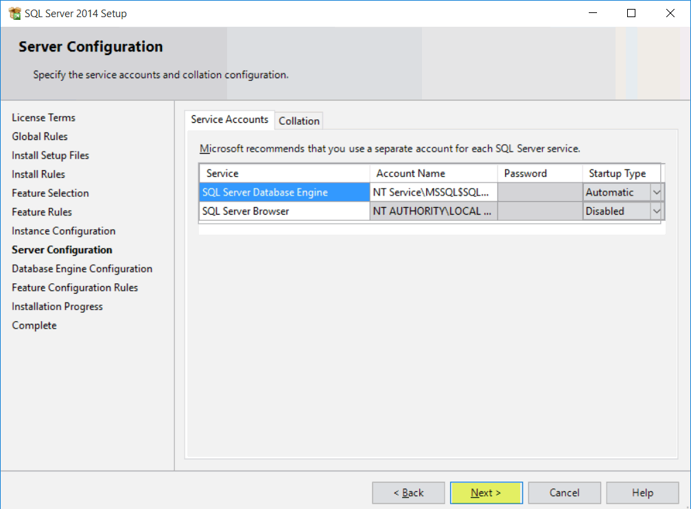 instalace SQL Server 2016
