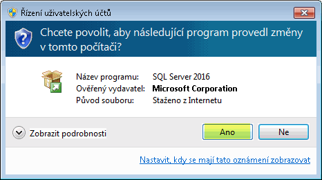 instalace SQL Server 2016