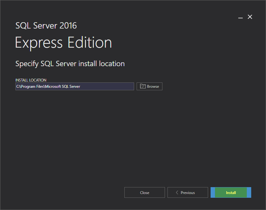instalace SQL Server 2016