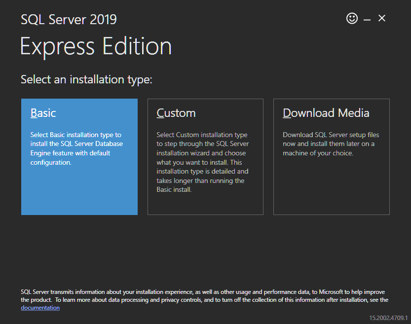 instalace SQL Server 2019