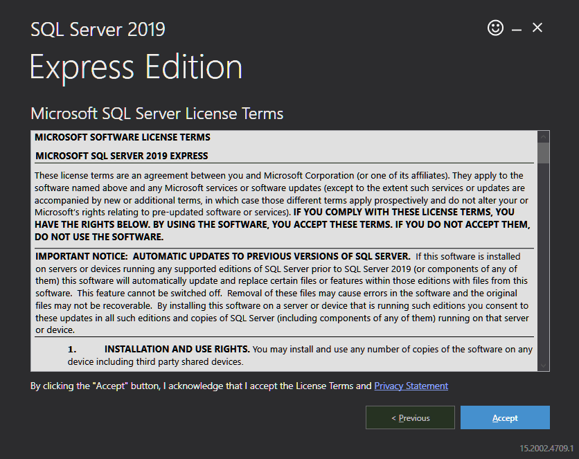 instalace SQL Server 2019