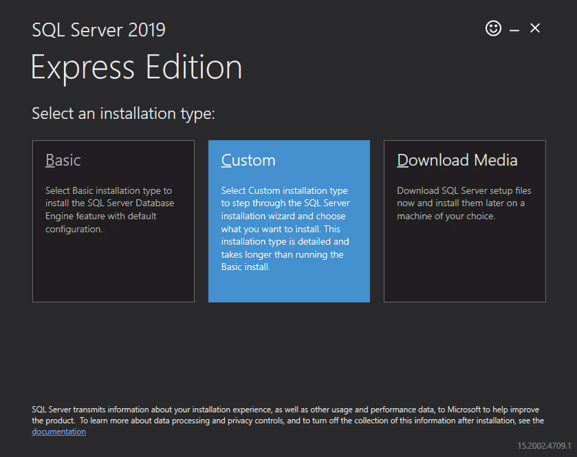 instalace SQL Server 2019