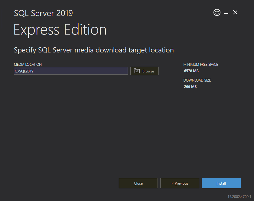 instalace SQL Server 2019