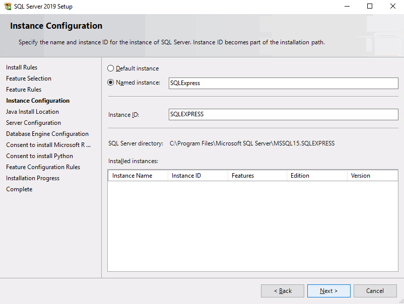 instalace SQL Server 2019